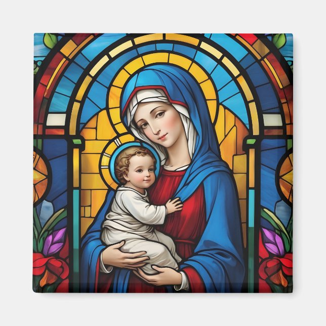 Íman Mãe Abençoada Mary e Jesus Bebê - Virgem Maria (Frente)