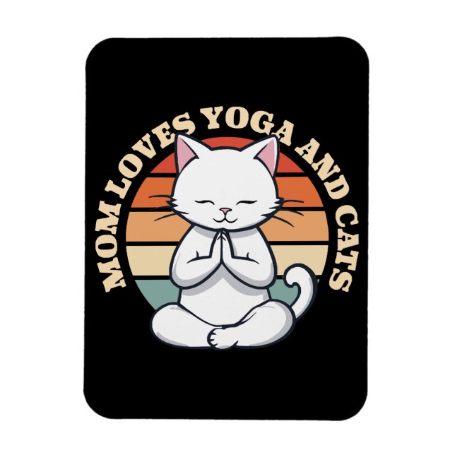 Íman Mãe Ama Gatos e Yoga (Vertical)