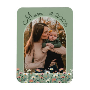 Íman Mãe Boho Estabelecida Verde Oliva Foto Personaliza