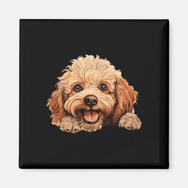 Íman Mãe Cachorro Poodle Brinquedo Pai Espiando Cachorr (Frente)
