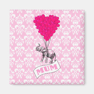 Íman Mãe com elefante cor-de-rosa