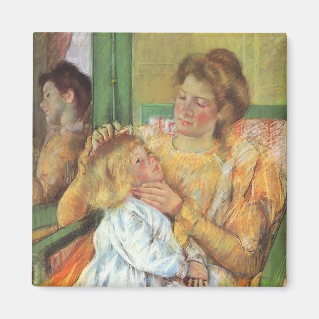 Íman Mãe Comendo Cabelo da Criança | Mary Cassatt (Frente)