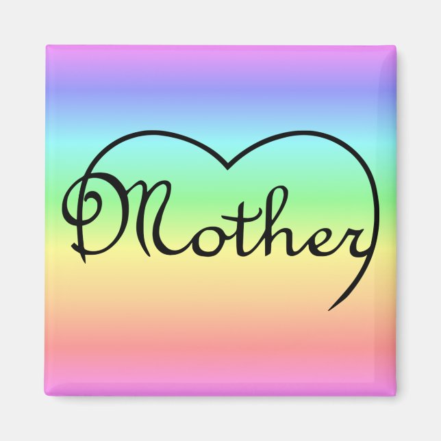 Íman mãe coração arco íris (Frente)