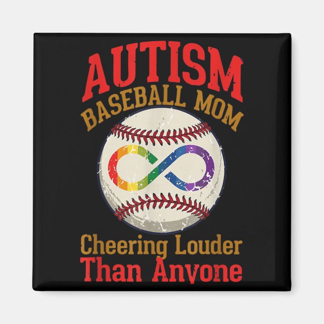 Íman Mãe de beisebol consciente do autismo Mãe aplaudin (Frente)