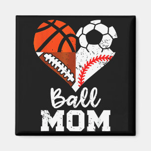 Íman Mãe de Bola Coração Engraçado Futebol Basquete Bei