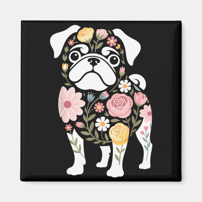 Íman Mãe de cachorro Pug fofa feminina (Frente)