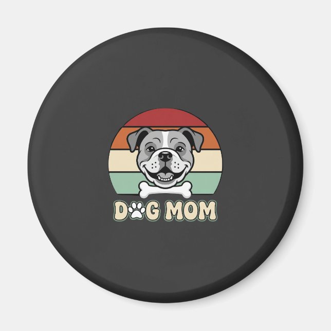 Íman Mãe de Cachorro Retro Bulldog Vetor (Frente)