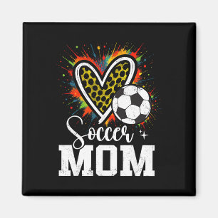 Íman Mãe de Futebol Leopardo Coração Colorido