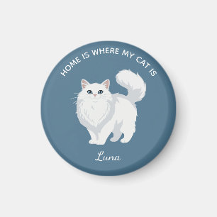 Íman Mãe de Gato Branco de Cabelo Comprido Personalizad