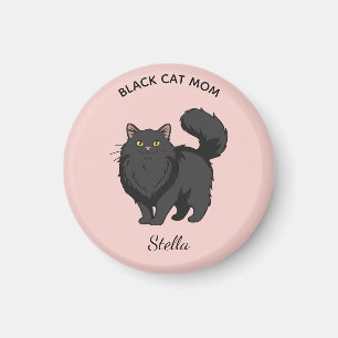Íman Mãe de Gato Preto de Cabelo Comprido Personalizado