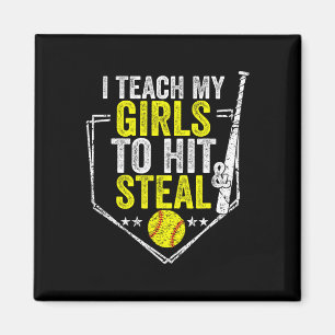 Íman Mãe de Softball Engraçada Eu Ensino Minhas Meninas