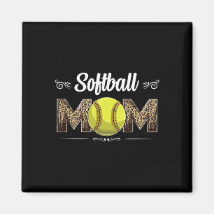 Íman Mãe de Softball Leopardo Mãe de Bola Engraçada Dia