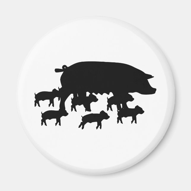 Íman mãe de suínos com ícone de suínos jovens (Frente)