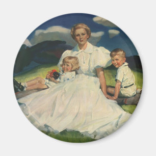 Íman Mãe do vintage com o retrato da família das