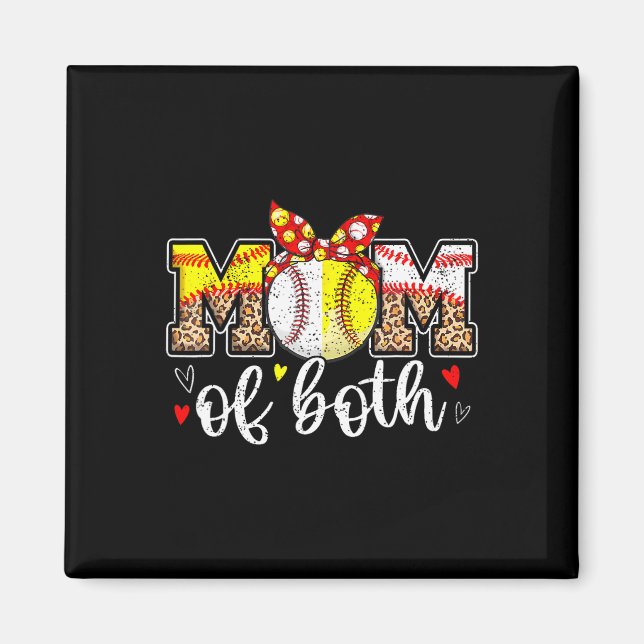 Íman Mãe Dos Dois Bun Beball Softball Leopard Mo (Frente)