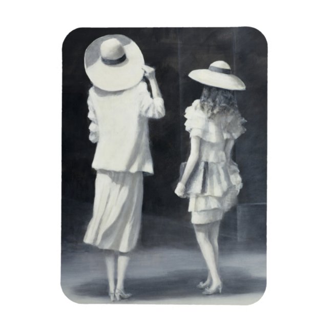 Íman Mãe e Filha Fora de um Restaurante (Vertical)