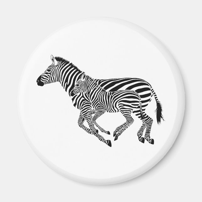 Íman Mãe e Filho da abstrato Zebras (Frente)