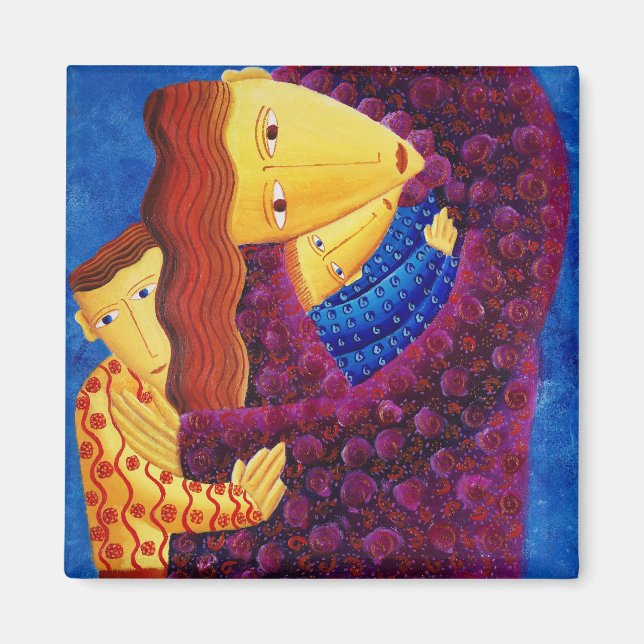 Íman Mãe e Filhos pintando Arte Moderna da Família (Frente)