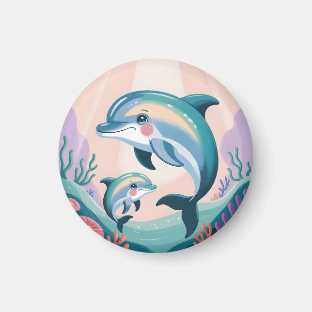 Íman Mãe e Filhote de Golfinho (Frente)