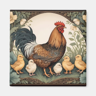 Íman Mãe Elegante Hen Com Pintinhos