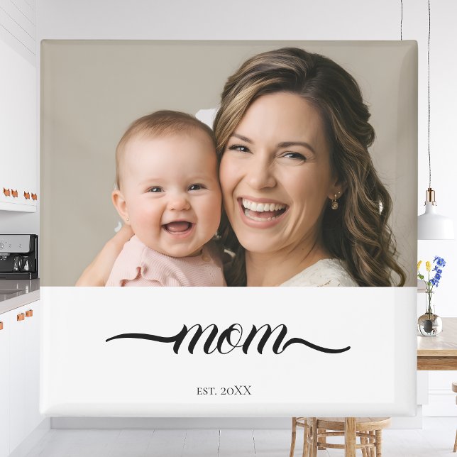 Íman Mãe Estabeleceu Foto Personalizada Ano Branco  (Criador carregado)