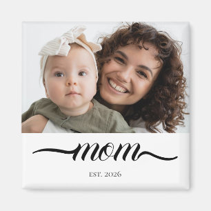 Íman Mãe Estabeleceu Moderno Script Preto Foto Elegante