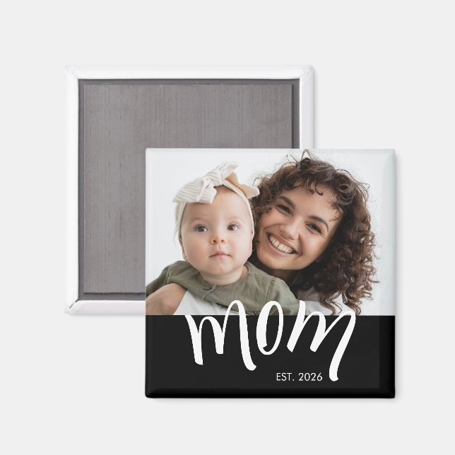 Íman Mãe Estabelecida Caps Branco Ano Novo Personalizad (Front/Back)