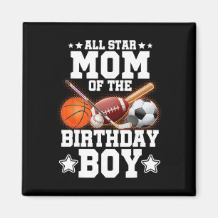 Íman Mãe Estrela do Menino de Aniversário Sketll Futebo