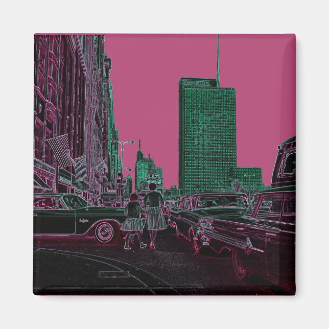 Íman Mãe Filha Comprando Michigan Ave Chicago 1961 (Frente)