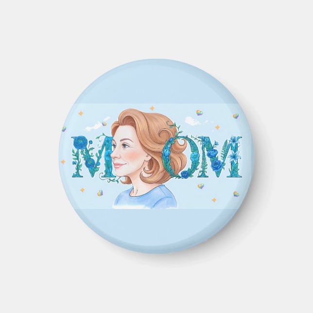 Íman Mãe Floral Azul (Frente)