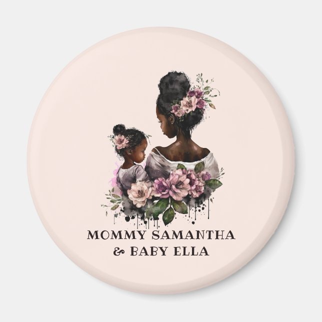 Íman Mãe Floral Personalizada e Bebê (2) (Frente)
