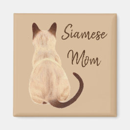 Íman Mãe Gata Siamesa Sasha Vista Posterior Olhando Par