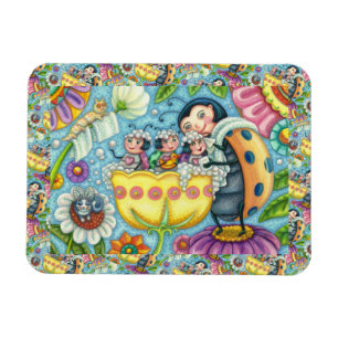 ÍMAN  MÃE LADYBUG E CRIANÇAS, BANHO DE BOLHA DE TULIP