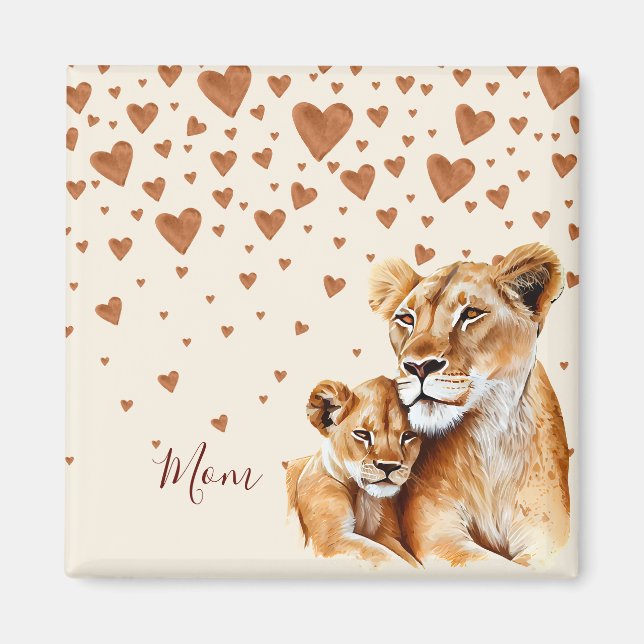 Íman Mãe Lion e seu dia de as mães bebê (Frente)