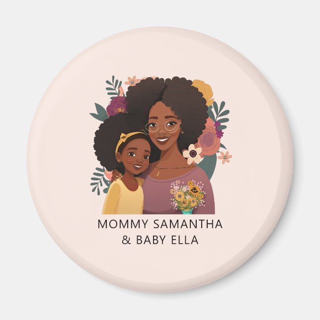 Íman Mãe negra personalizada e filha (14) (Frente)