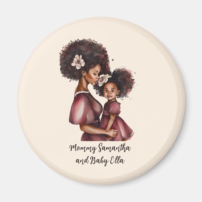 Íman Mãe negra personalizada e filha (2) (Frente)