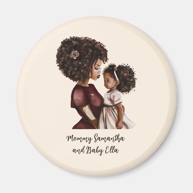 Íman Mãe negra personalizada e filha (3) (Frente)