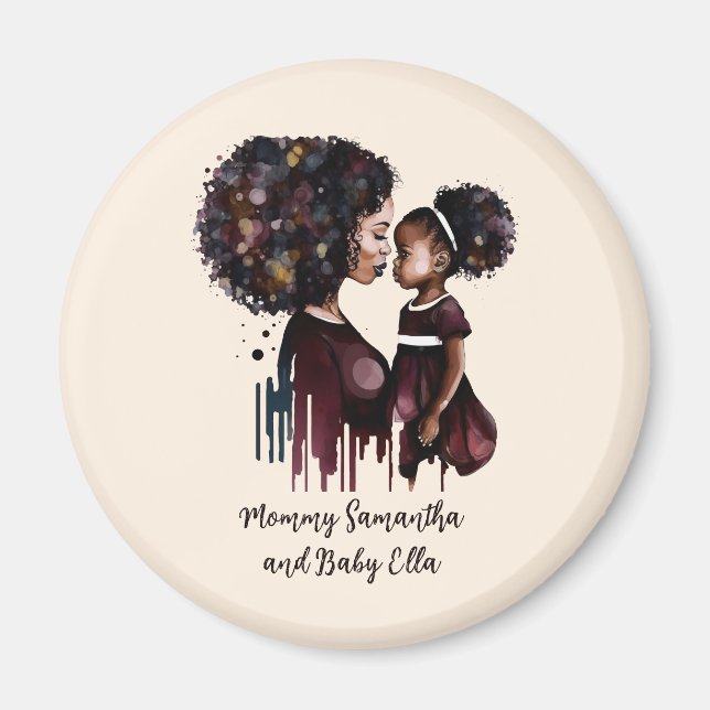 Íman Mãe negra personalizada e filha (4) (Frente)