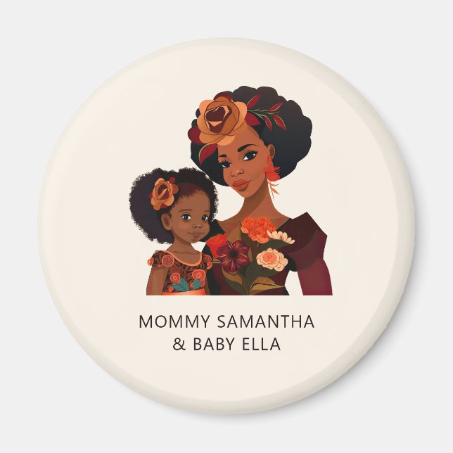 Íman Mãe negra personalizada e filha (9) (Frente)