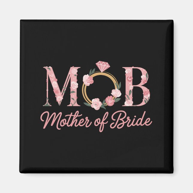 Íman Mãe Noiva Casamento Mob Floral Pink Diamond Ring (Frente)