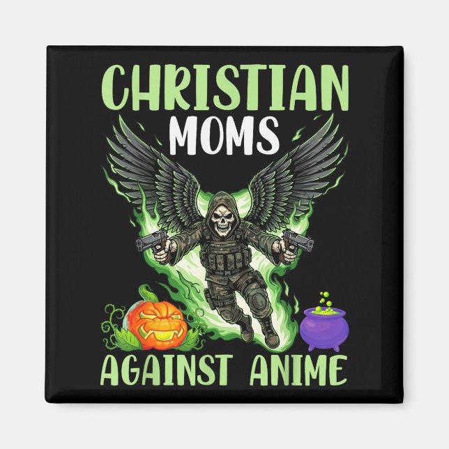 Íman Mães Cristãs Contra Asas de Anjo Esqueleto de Anim (Frente)