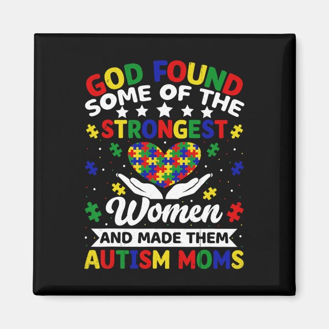 Íman Mães de Autismo Mulheres Mais Fortes Quebra-Cabeça (Frente)