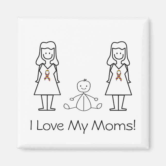 Íman Mães e Bebês LGBT 2 personalizáveis (Frente)