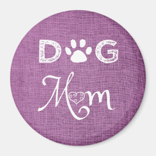 Íman Magenta Burlap Dog Mãe Magnet
