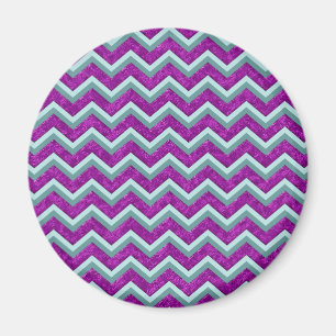 Íman Magenta Foil e Teal ZigZag Padrão