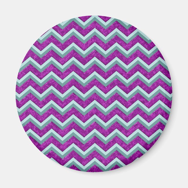 Íman Magenta Foil e Teal ZigZag Padrão (Frente)