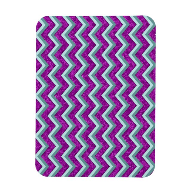 Íman Magenta Foil e Teal ZigZag Padrão (Vertical)