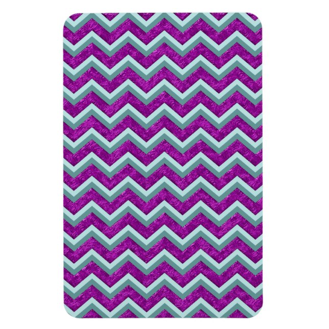 Íman Magenta Foil e Teal ZigZag Padrão (Vertical)