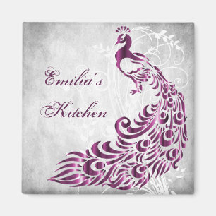 Íman Magenta Peacock Personalizado Magnet