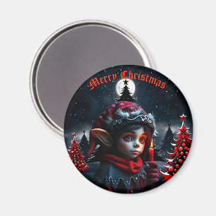 Íman Magia do elfo gótico debaixo da lua de cheio.